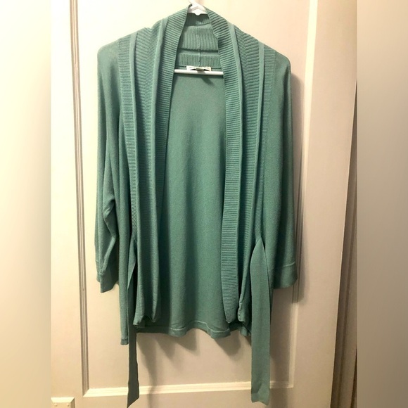 Banana Republic mint green lightweight open wrap cardigan 3/4 sleeve Med Petite - Picture 11 of 11